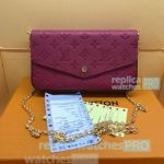Strong Knockoff L---V Felicie Purple Leather Women's Chain Shoulder Bag